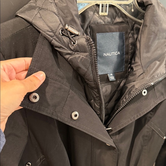 Nautica Women's Black Trench Coat with Hood - Picture 3 of 8